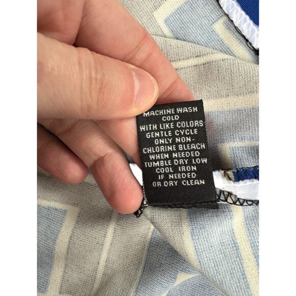 Premise Straight Pencil Skirt Size 8 Blue Black & White Geometric Pattern Slit - Picture 4 of 9